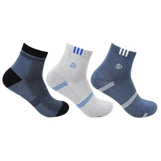 Men Cushioned Cotton Ankle Sports Socks - Pack of 3