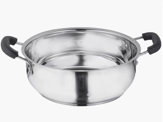 Stainless Steel Kadhai with capsulated induction bottom (Bakelite handle) with SS Lid 2.6L