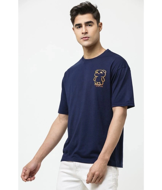 Leotude - Navy Cotton Blend Oversized Fit Mens T-Shirt ( Pack of 1 ) - None