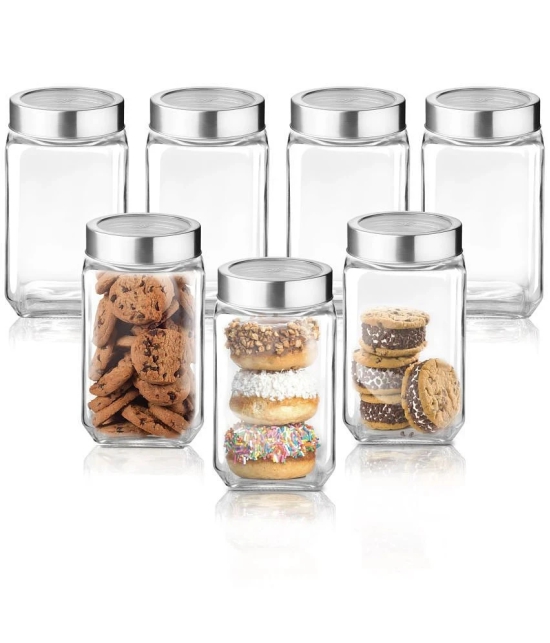 Treo by Milton Cube Storage Jar 800 ml, Set of 7,Transparent | BPA Free | Storage Jar | Kitchen Organizer | Air Tight | Modular | Multipurpose Jar - Transparent