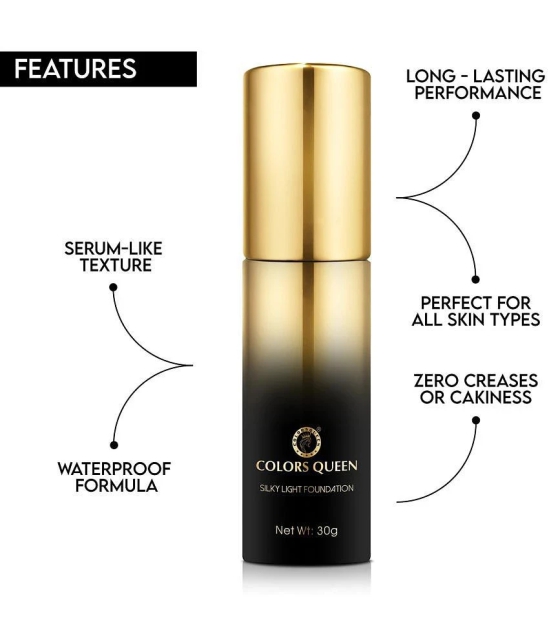 Colors Queen Silky Light Foundation with Dewy Finish 30g, Natural Beige (Shade - 03)