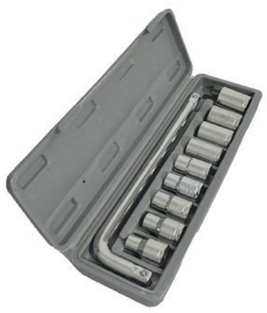 Aiwa TM Plastic Socket Wrench Set Tool kit (Grey, 10-Pieces)