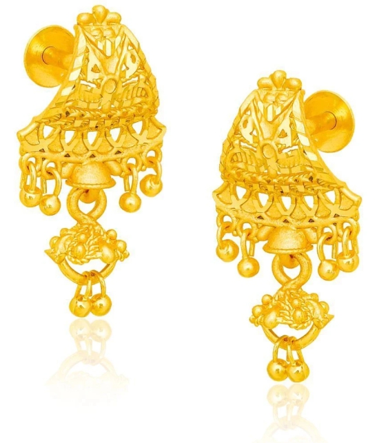 LUV FASHION Golden Stud Earrings ( Pack of 1 ) - Golden