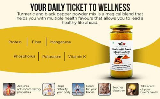 WOW ZIP - GO HERBS & NUTRITION Combo Himalayan Hill Turmeric and Black Pepper Powder 120g and Jungle Honey 350g