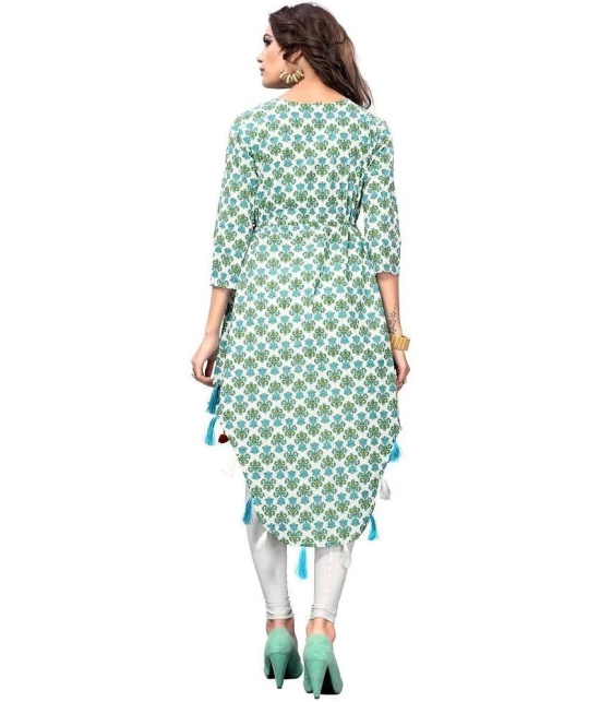 Vbuyz - Blue Cotton Womens Asymmetrical Kurti ( Pack of 1 ) - None