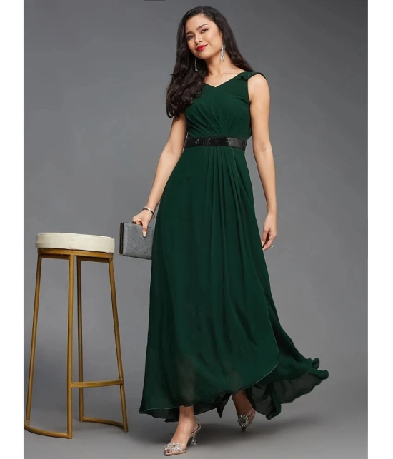 Miss Chase Polyester Solid Full Length Womens Wrap Dress - Green ( Pack of 1 ) - None