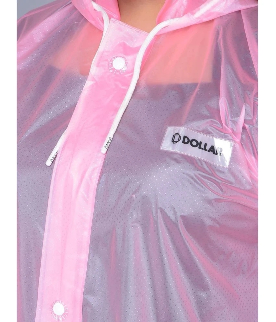 Dollar Polyester Long Raincoat - Pink - None