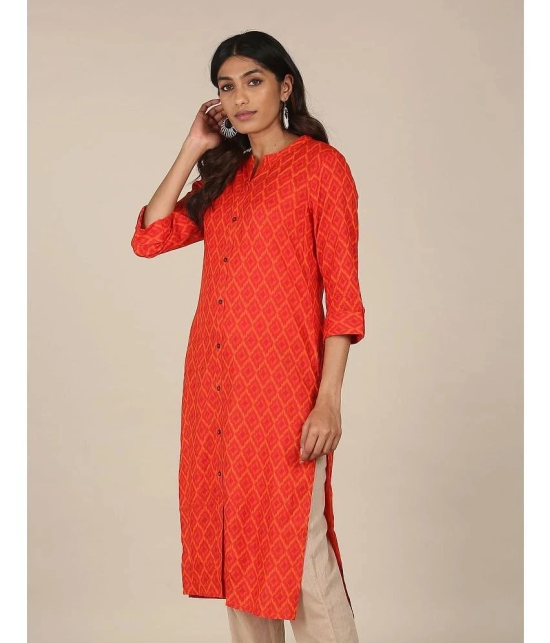 Karigari - Straight Rayon Orange Womens Kurti ( Pack of 1 ) - None