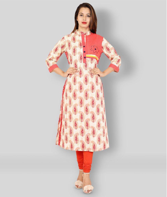 Rangun - Red Cotton Blend Women's Straight Kurti ( Pack of 1 ) - M