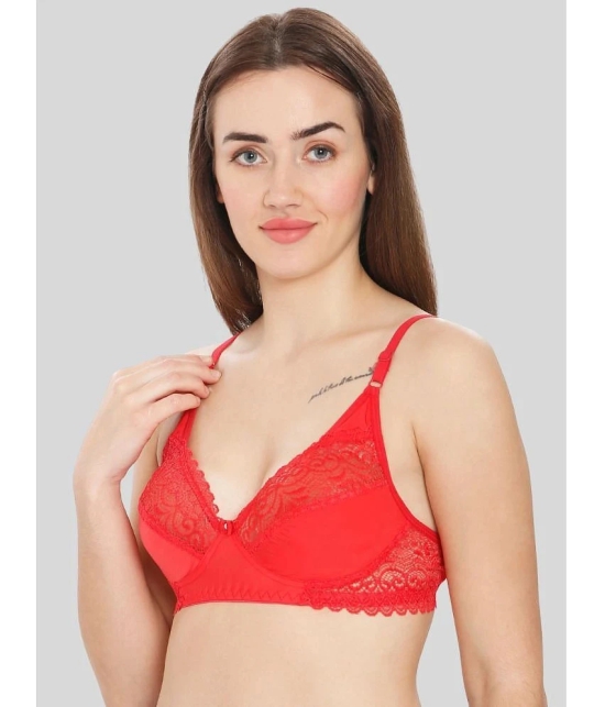 ILRASO Pack of 1 Lace Non Padded Womens T-Shirt Bra ( Red ) - None