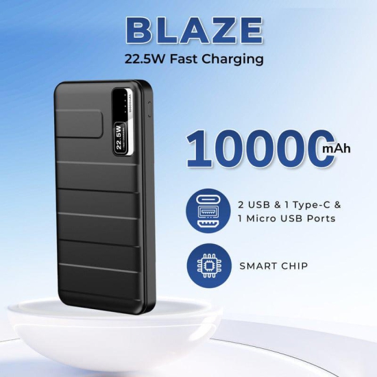 Lapcare Blaze Power Bank Fast Charging 22.5W 10000mah Black (LPB-015)