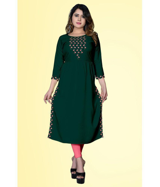 haya fashion - Green Rayon Women's A-line Kurti ( Pack of 1 ) - None