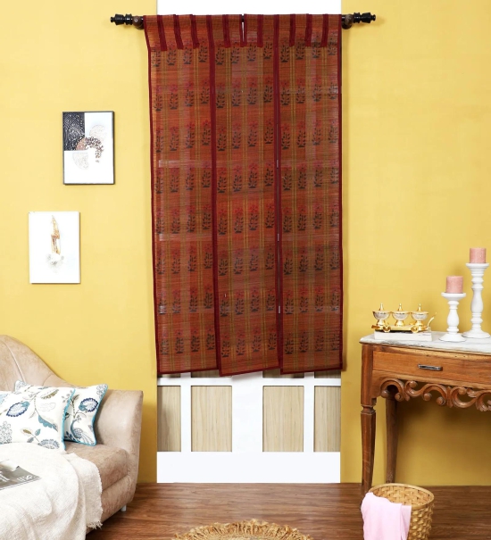 Three Panel Bamboo Curtain - Maroon-9 ft length