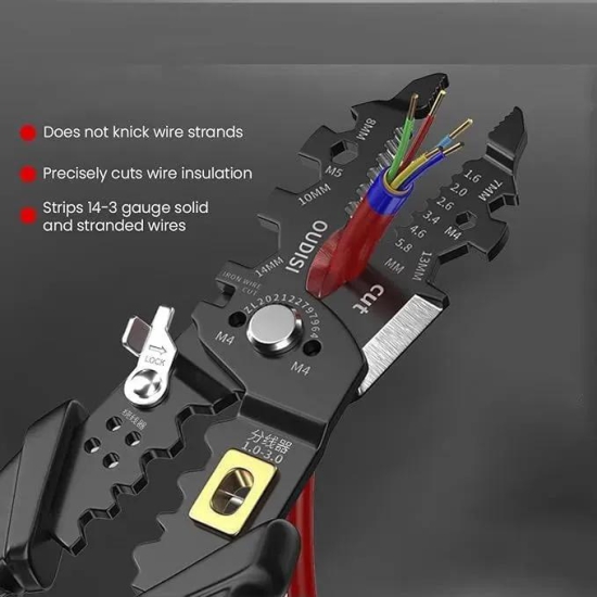 25-in-1 Wire Stripper, Multifunctional Wire Stripping Tool, Cable Stripper Tool, Wire Crimping Tool, Wire Cutter Stripping Tool for Electric Cable Stripping Cutting and Crimping