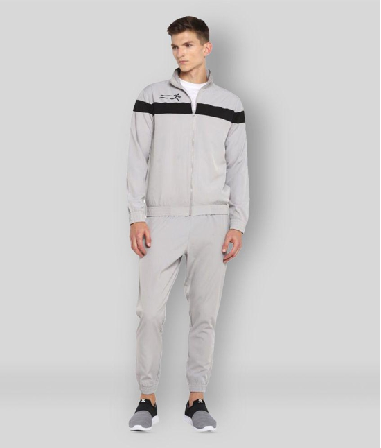 YUUKI - Light Grey Polyester Regular Fit Striped Mens Sports Tracksuit ( Pack of 1 ) - L