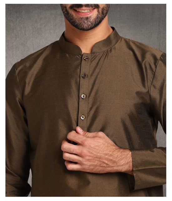 Hangup Brown Silk Kurta Single - None