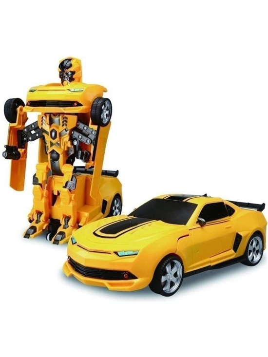 THRIFTKART  --  Deform Robot Car for Kids Bump & Go Action 2 in 1 Robot Car Toy with 3D Lights and Music Transform Car Toy Battery Operated (Yellow)