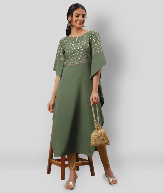 Janasya - Green Crepe Womens Kaftan Kurti ( Pack of 1 ) - L