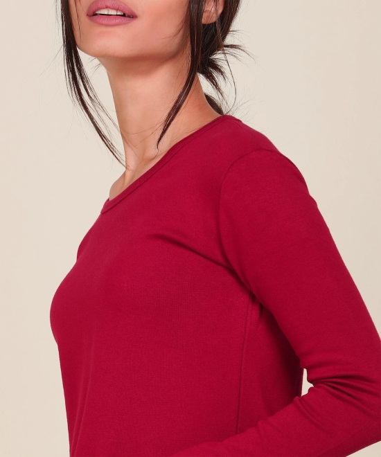 Thermal Tights & Full Sleeve Top Set for Winter Stretchable - Maroon-XS / Maroon