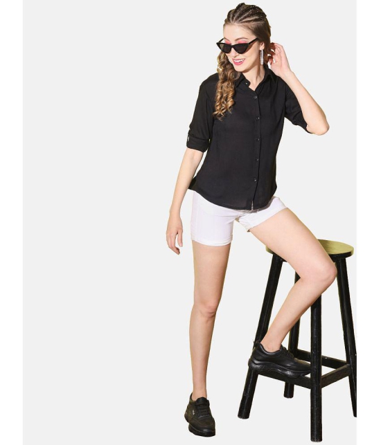 BuyNewTrend - Black Rayon Women''s Shirt Style Top ( Pack of 1 ) - None