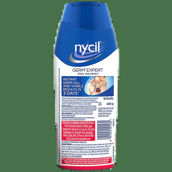 Nycil Germ Expert Prickly Heat Powder - Cool Gulabjal, 400 G