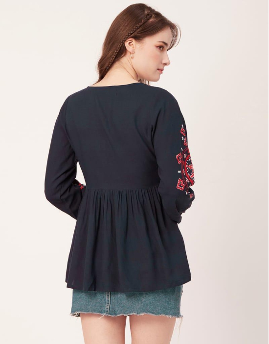 Moomaya V-Neck Tops For Womens, Viscose Rayon Printed Summer Casual Top Tunic