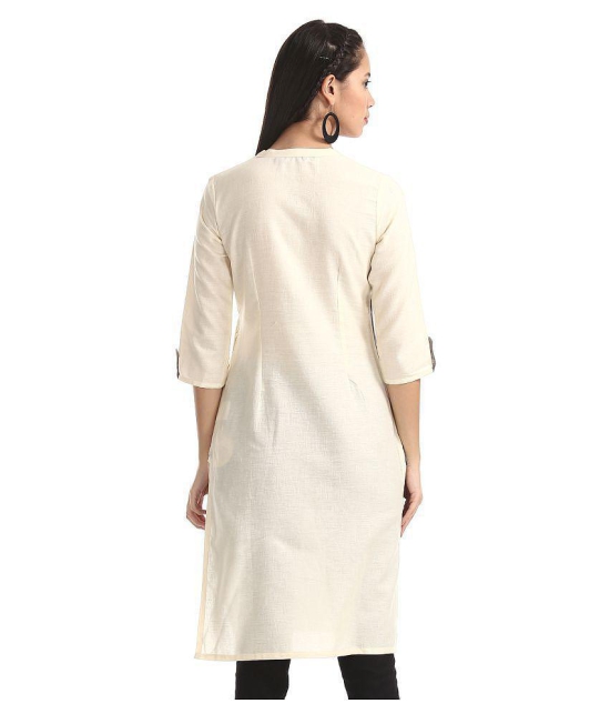 Karigari - Beige Cotton Women's Front Slit Kurti ( Pack of 1 ) - L