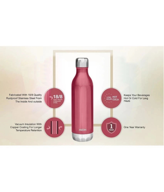 Milton Bliss 600 Thermosteel Hot and Cold Water Bottle, 500 mL (Red) - Red