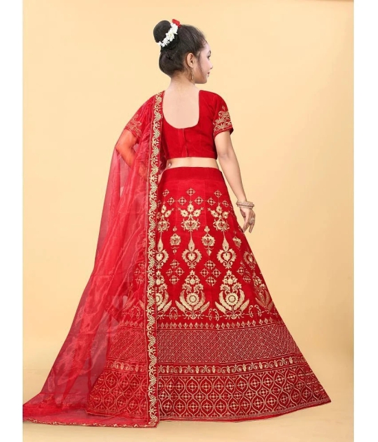 JULEE - Red Velvet Girls Lehenga Choli Set ( Pack of 1 ) - None