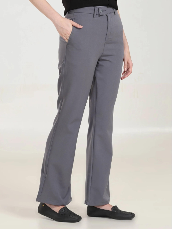 High Rise Bootcut Trousers - Dark Grey-30