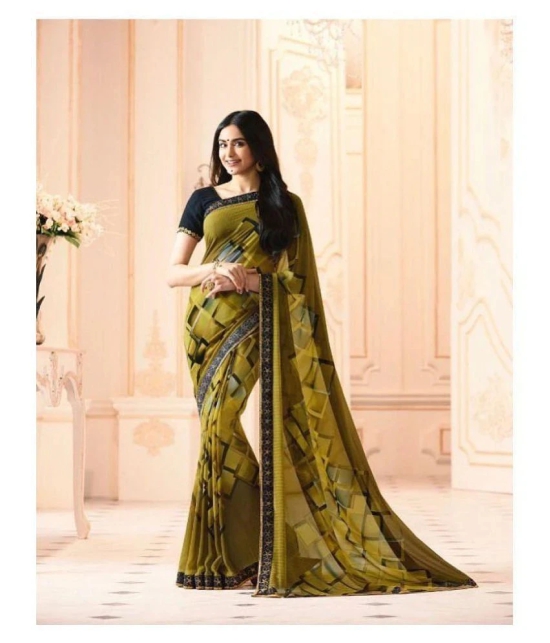 Gazal Fashions - Green Georgette Saree With Blouse Piece (Pack of 1)