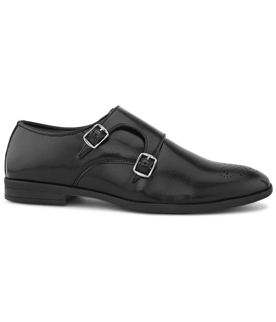 Fentacia - Black Mens Monk Strap Formal Shoes - None