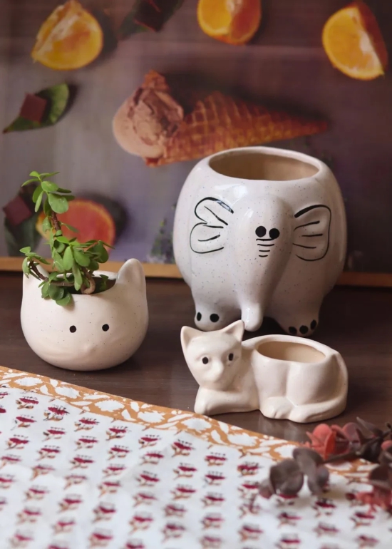 Ele, Cat & Kitty Planters