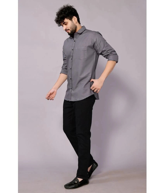 Anand Cotton Blend Regular Fit Solids Full Sleeves Mens Casual Shirt - Grey ( Pack of 1 ) - None