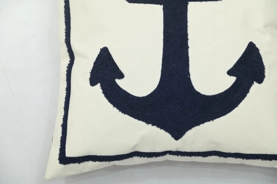 Nautical Anchor Tufted Cushion Cover - 16 x 16