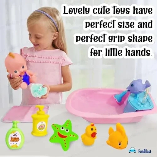 FunBlast Bathtub Toys for Babies – Squeeze Toys for Kids, Baby Bath Tub Toy with Shower Spray, Toys for Babies, Toddler Baby Bathtub Bathing Squeeze Bath Toy (Pink)