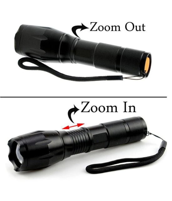 Q Small Sun 500 Meter Zoomable Waterproof Chargeable LED 5 Mode Full Metal Body - 12W Rechargeable Flashlight Torch (Pack of 1)