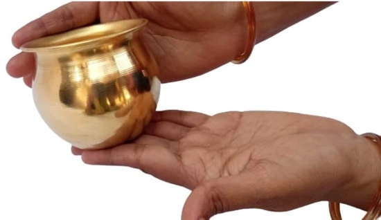 Mii Art Brass Kalash lota for Temple and Pooja Purpose, (Color-Golden)(Size-8 cm,Small) Pack of 1 pcs.