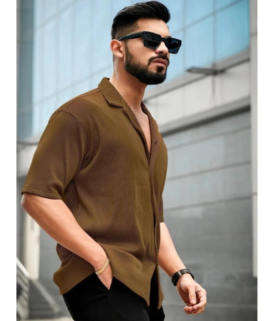 clafoutis Lycra Relaxed Fit Self Design 3/4th Sleeves Mens Polo T Shirt - Brown ( Pack of 1 ) - None