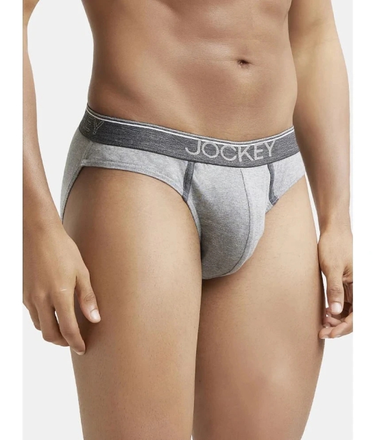 Jockey 8044 Men Super Combed Cotton Rib Solid Brief with Ultrasoft Waistband - Grey Melange - None