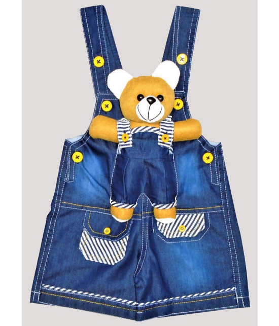 Wise Guys - Yellow & Blue Denim Baby Boy,Baby Girl Dungaree Sets ( Pack of 1 ) - None