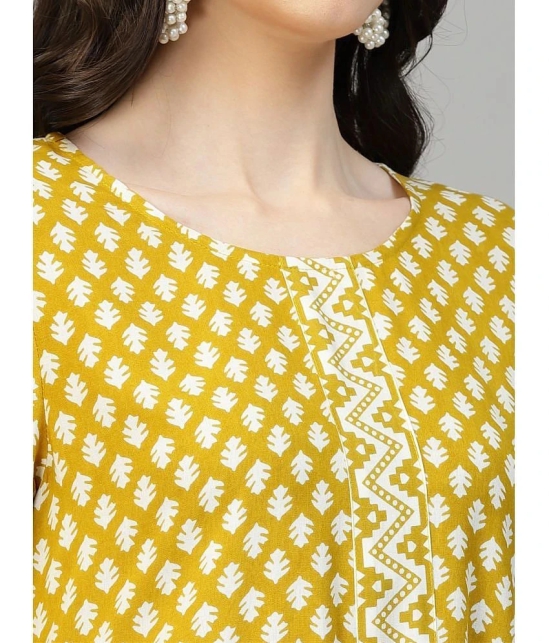 Stylum Cotton Printed A-Line Womens Kurti with Dupatta - Lime Green ( Pack of 1 ) - None