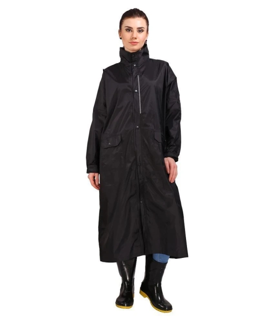 Goodluck Nylon Long Raincoat - Black - XXL