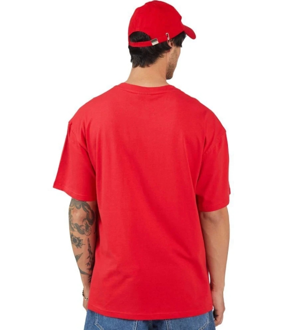 Leotude Cotton Blend Oversized Fit Printed Half Sleeves Mens T-Shirt - Red ( Pack of 2 ) - None