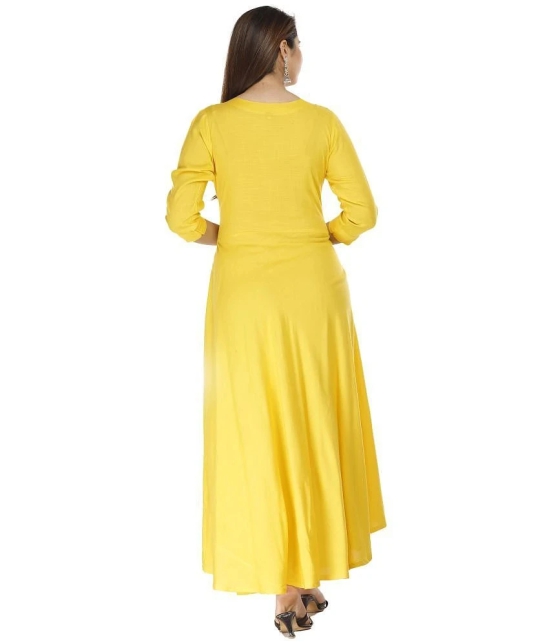 JC4U Rayon Yellow A- line Dress - Single - None