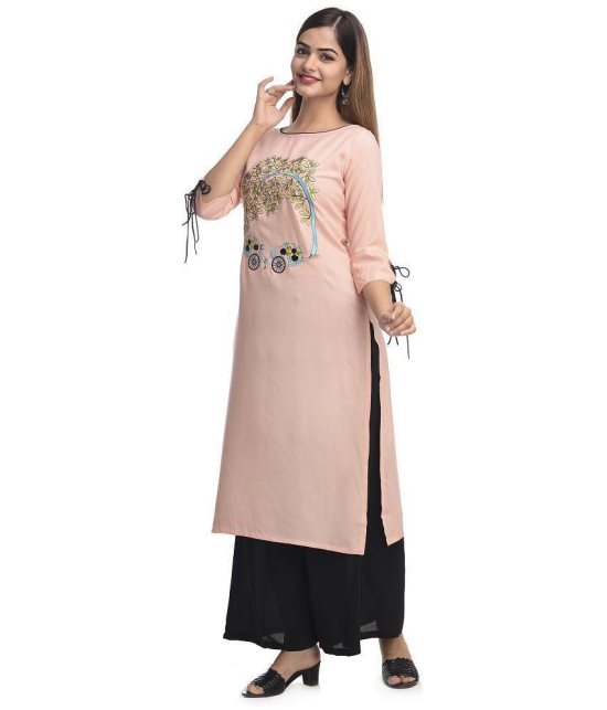 Maquien - Pink Rayon Women's Straight Kurti - L