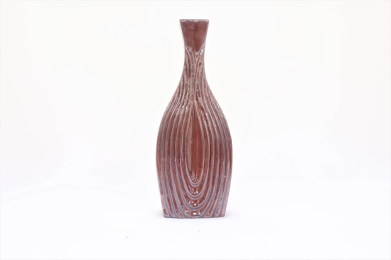 Khurja Pottery Flower Vase Pan Shape Brown Colour Size 10 Inches