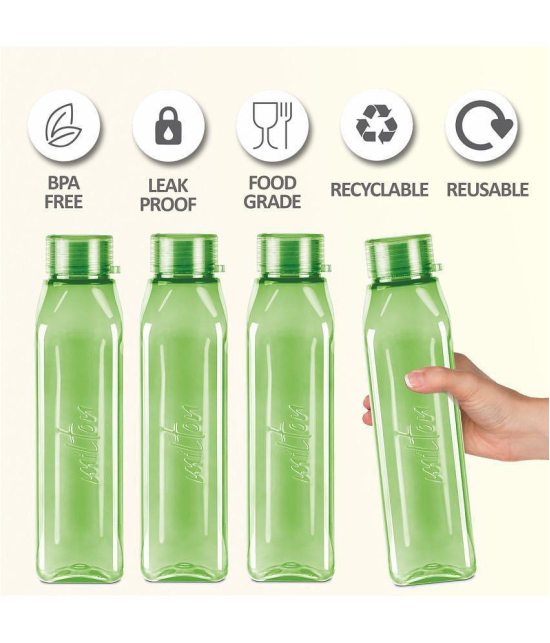 Milton Prime 1000 Pet Water Bottle, Set of 4, 1 Litre Each, Green - Green