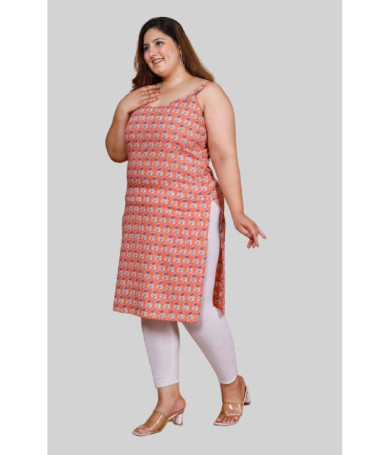 miravan - Peach Cotton Women's Straight Kurti ( Pack of 1 ) - None