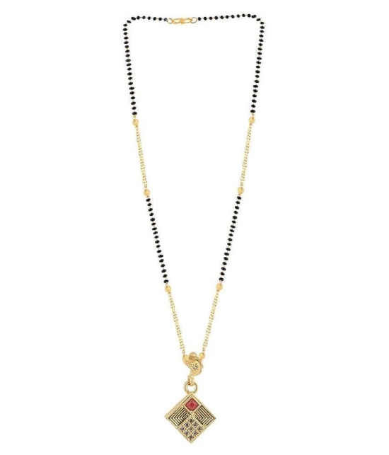 SILVER SHINE Gold Plated Designer Square Pandent Mangalsutra For Women - Golden